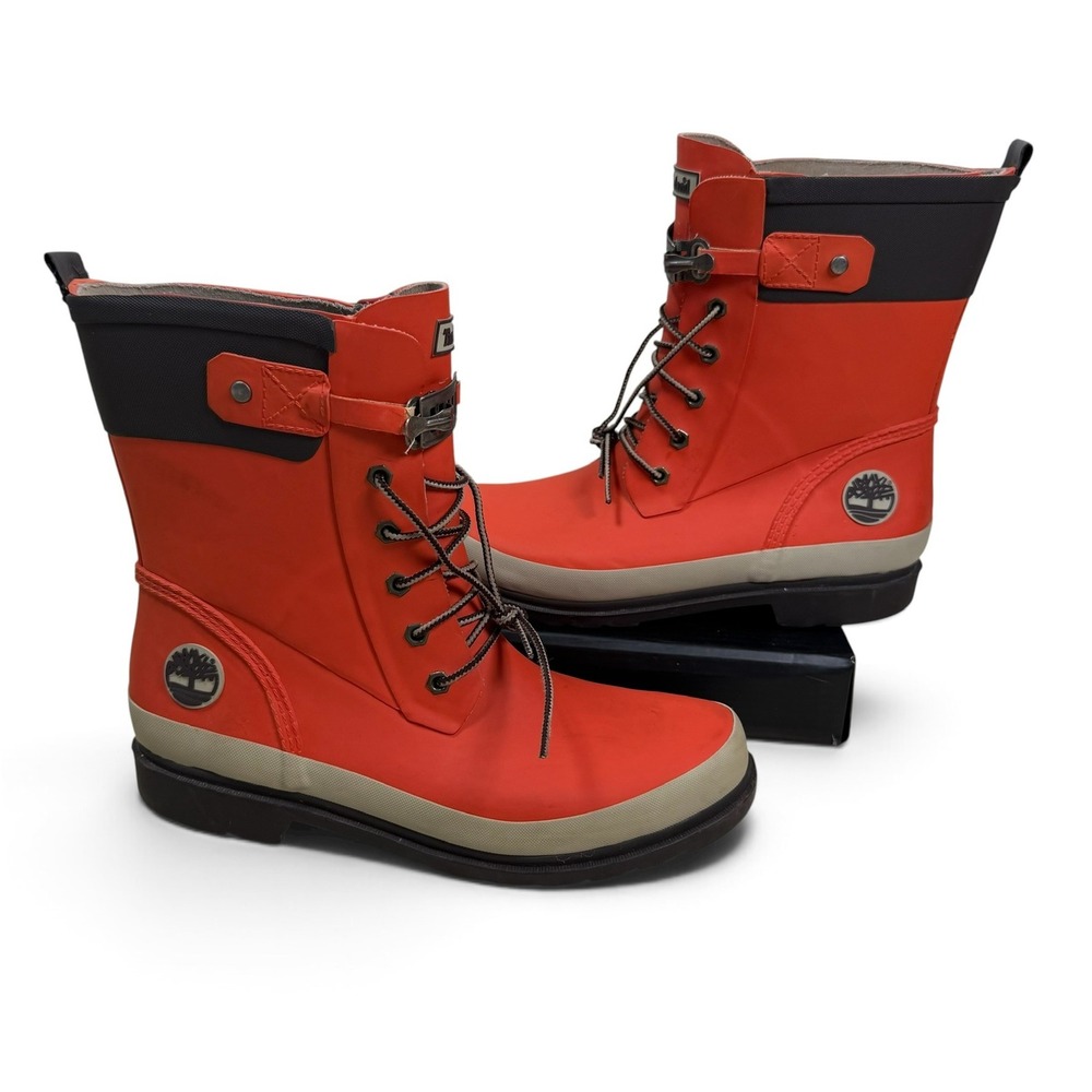 Timberland Rain Boots Womens 9 Orange Smartwool Lined Waterproof 3664R